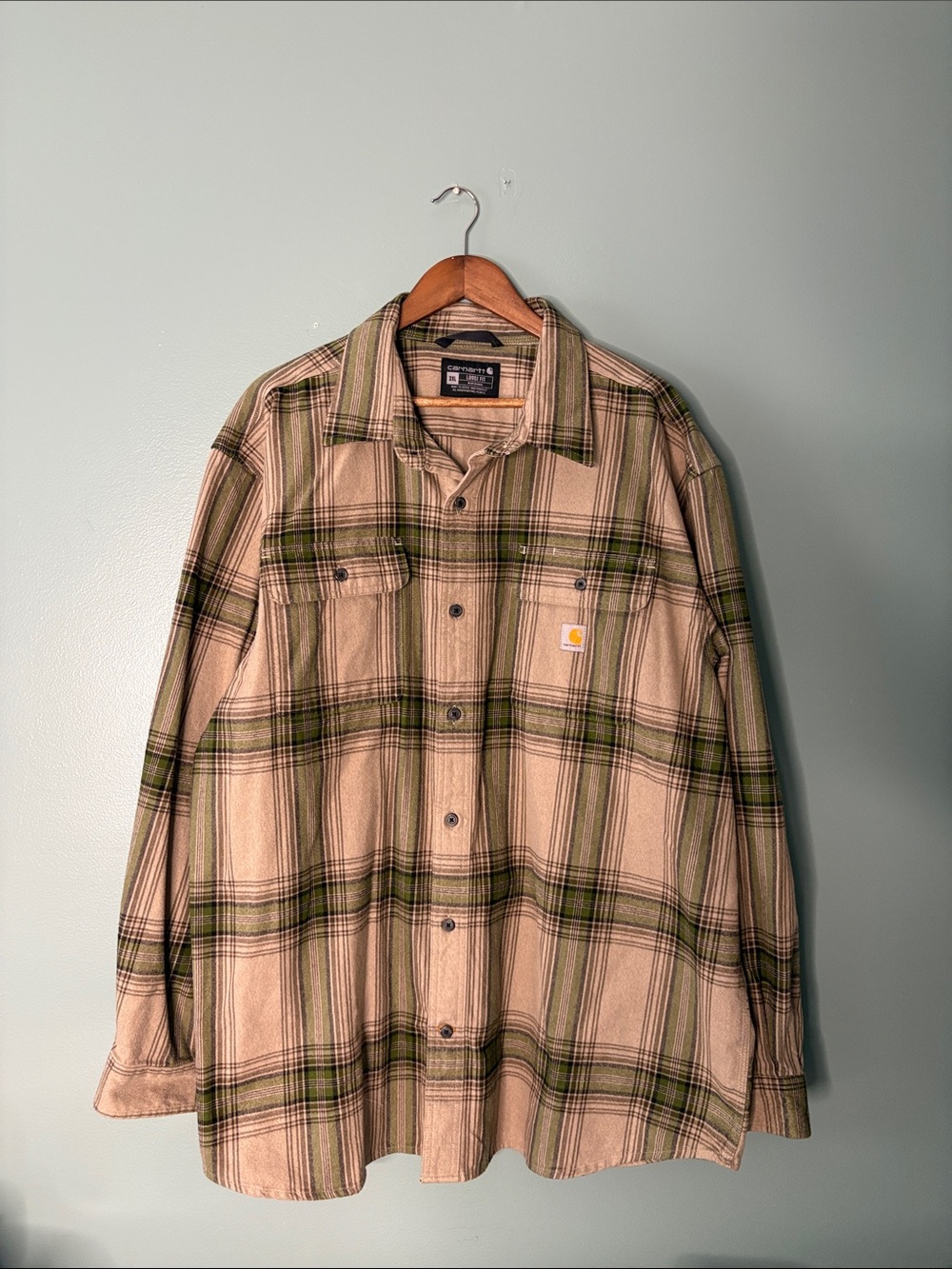 Carhartt Plaid Shirt Jacket in Tan and Olive
